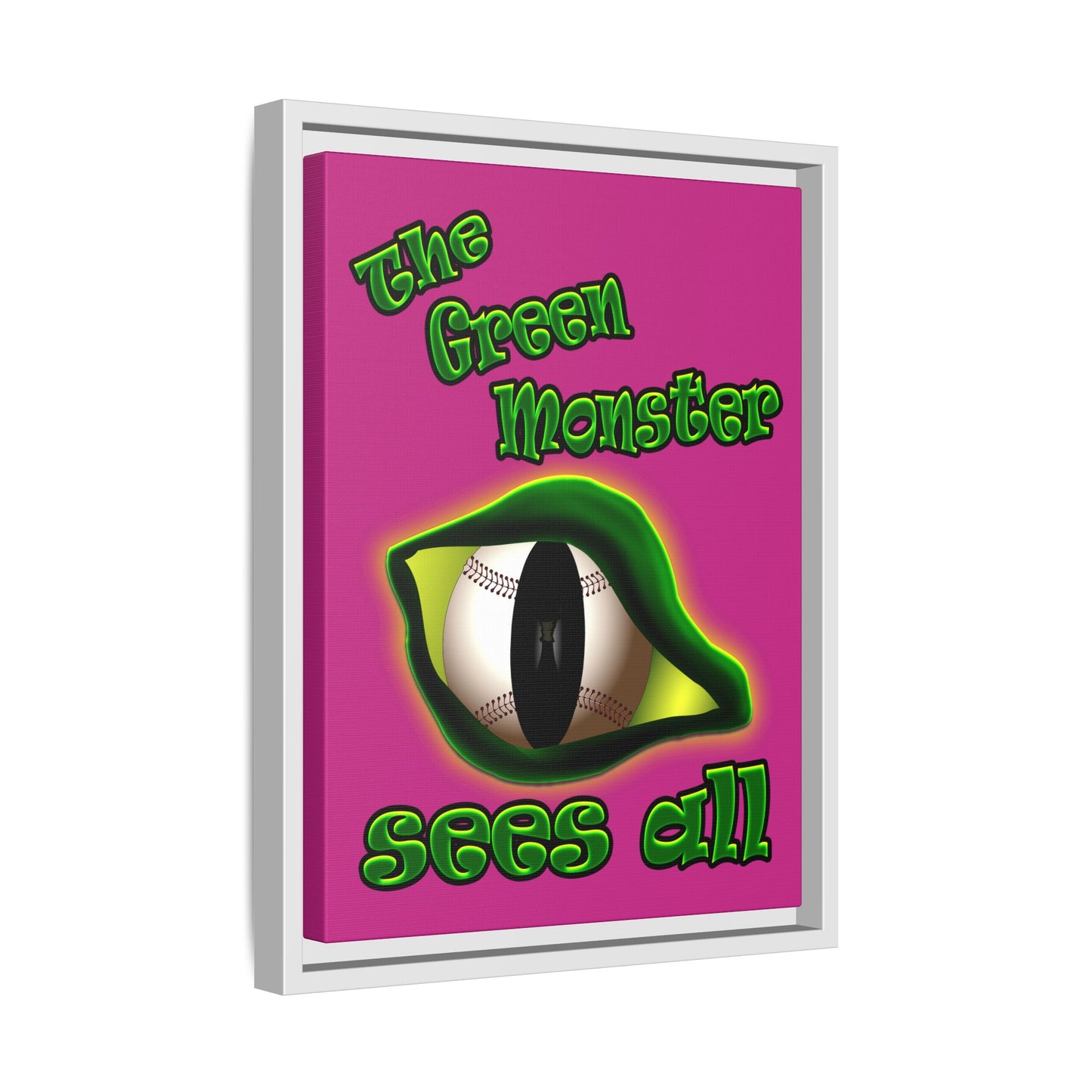 green monster - framed canvas art (pink)