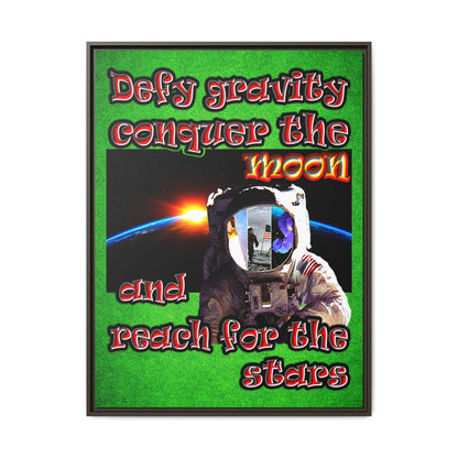 defy conquer reach - framed canvas art (green turf)