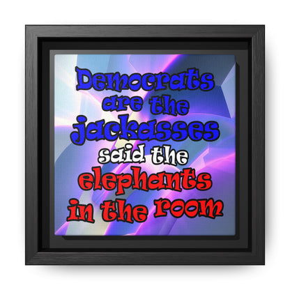 donkeys and elephants - framed canvas art (grey-pink wave)