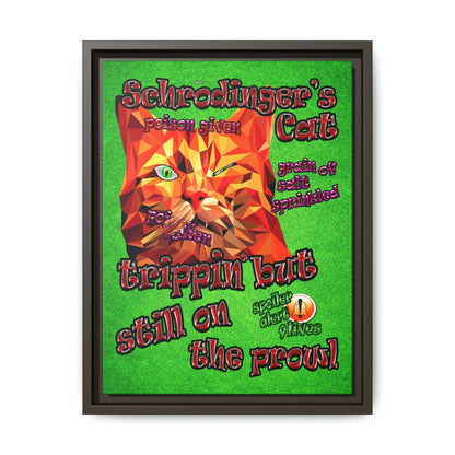 schrodinger's cat - framed canvas art (green turf)
