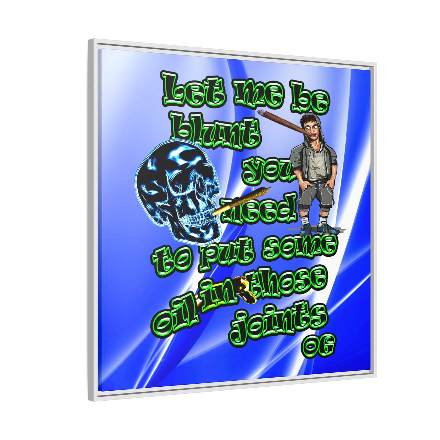 og - framed canvas art (blue-white wave)