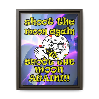 shoot the moon again - framed canvas art (grey-pink wave)