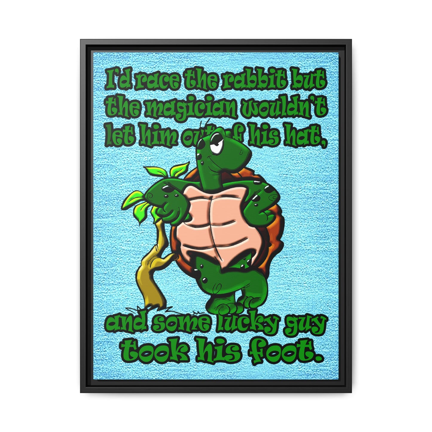 turtle race - framed canvas art (faded blue)