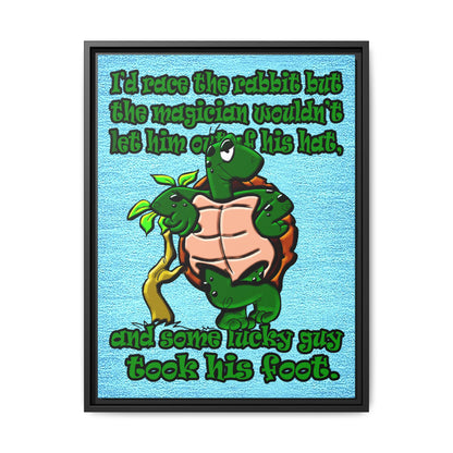 turtle race - framed canvas art (faded blue)