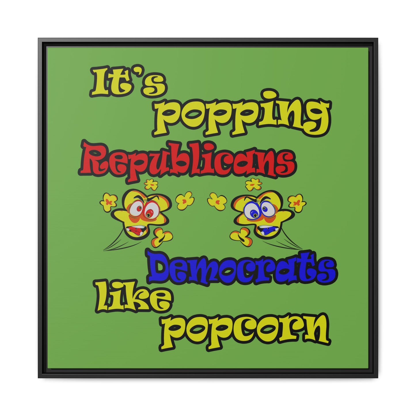 popping like popcorn - framed canvas art (green)