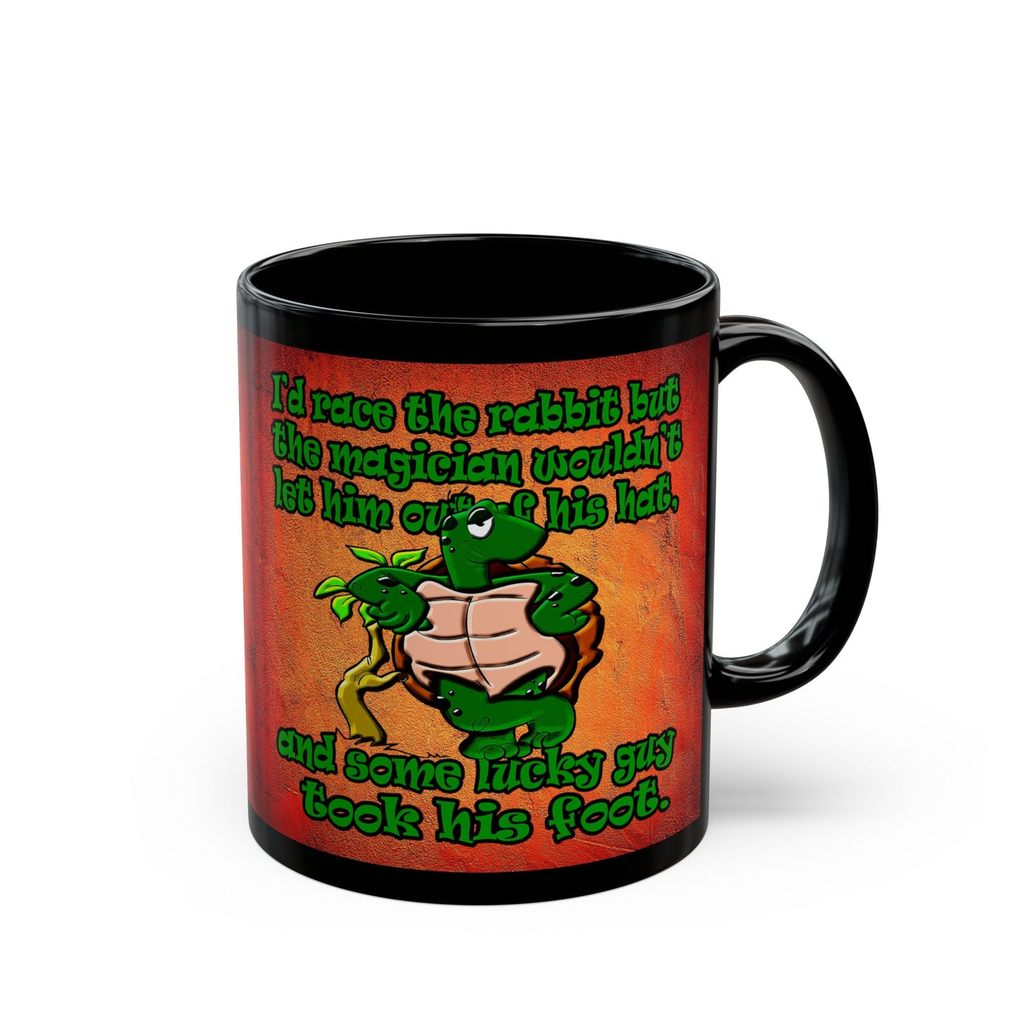 turtle race - Black Mug (burnt orange)