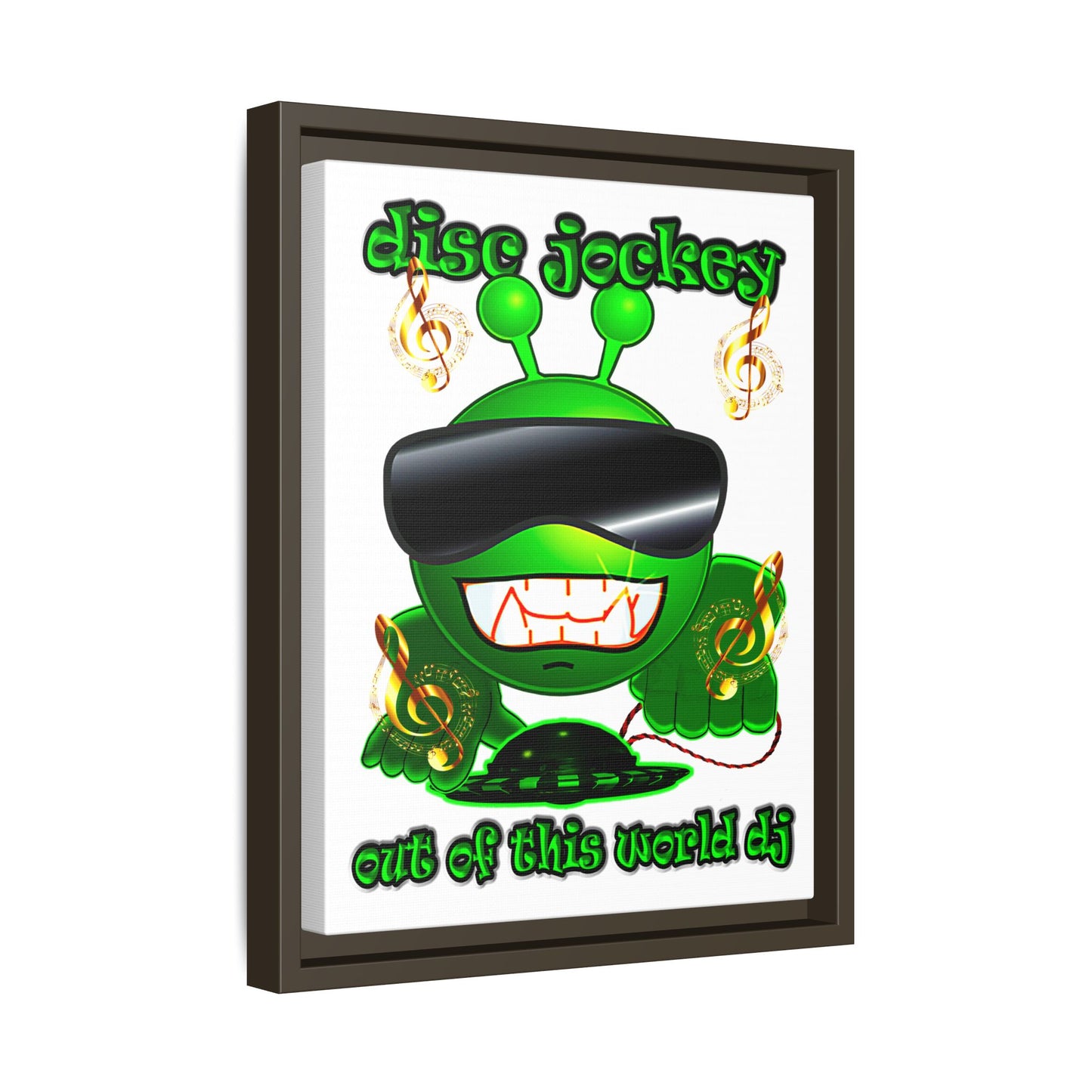 disc jockey - framed canvas art (white)