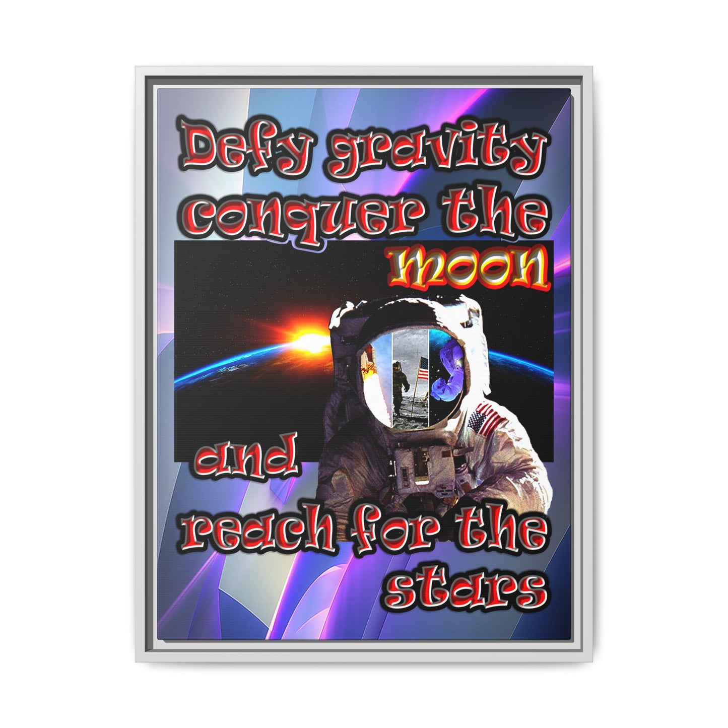 defy conquer reach - framed canvas art (grey-pink wave)