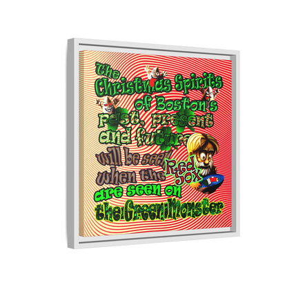 christmas spirits of boston - framed canvas art (yellow-orange wave)