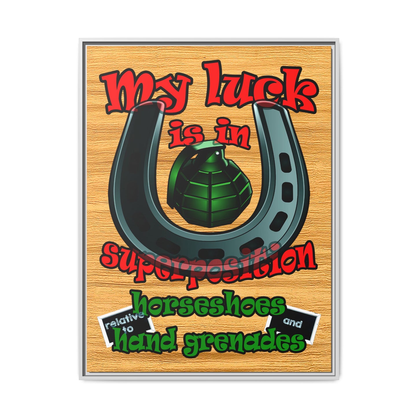 my luck - framed canvas art (butterscotch wood finish)