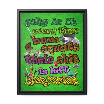 the bum's shit - framed canvas art (green turf)