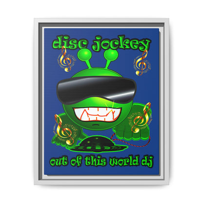 disc jockey - framed canvas art (dark blue)