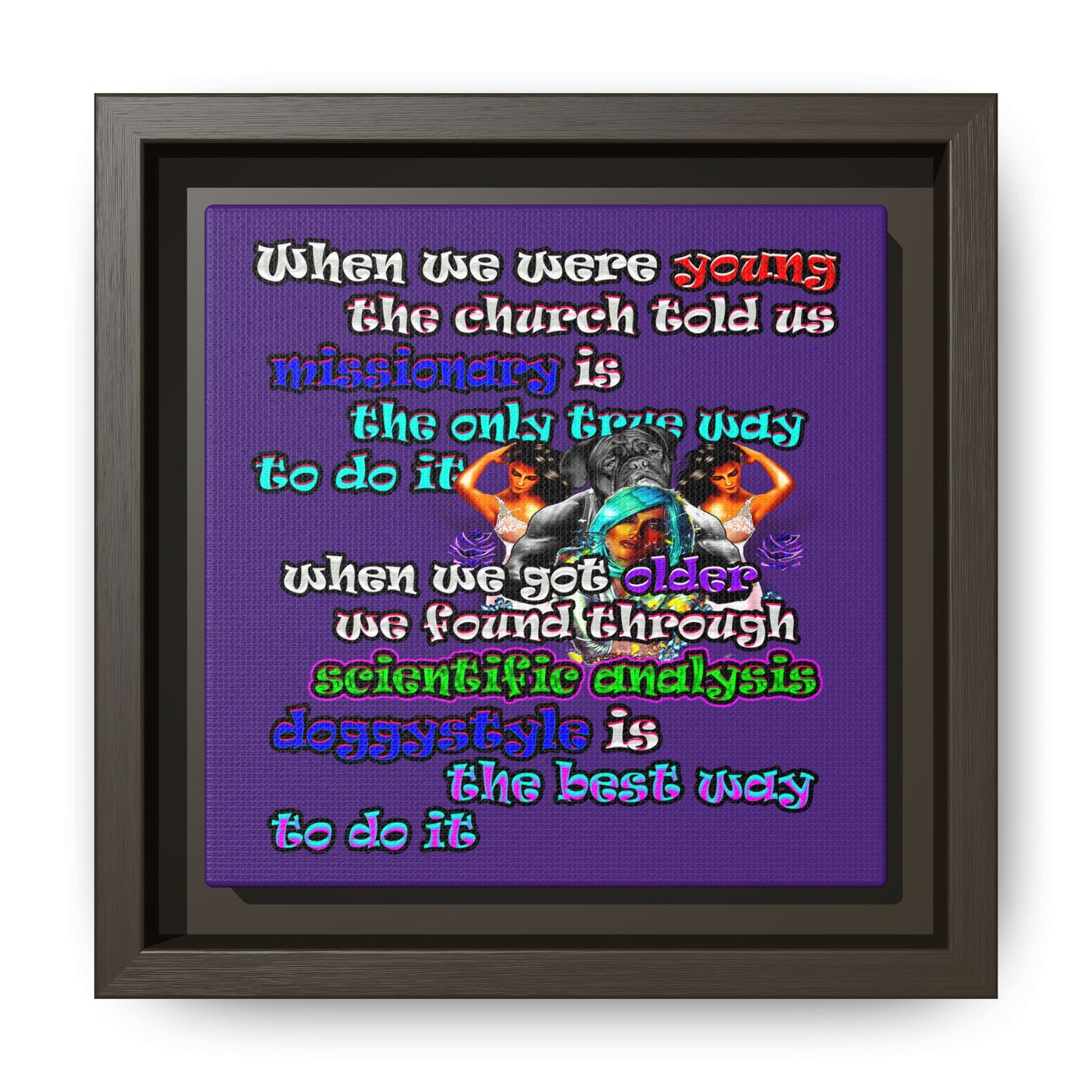 doggystyle - framed canvas art (purple)