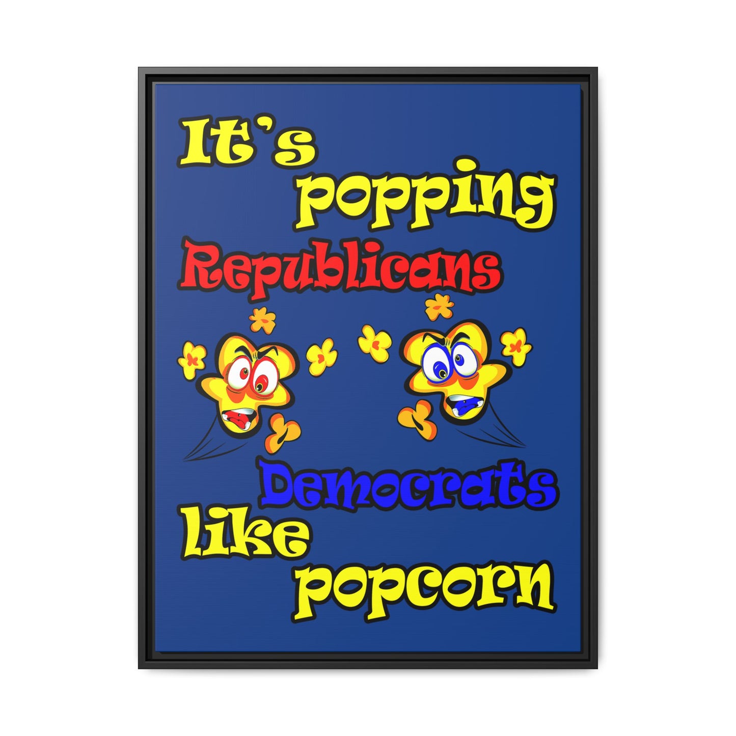 popping like popcorn - framed canvas art (dark blue)