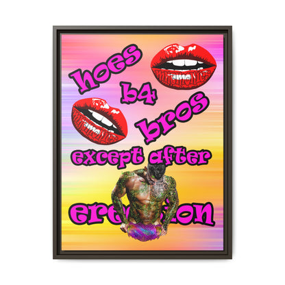 hoes b4 bros - framed canvas art (color blur)