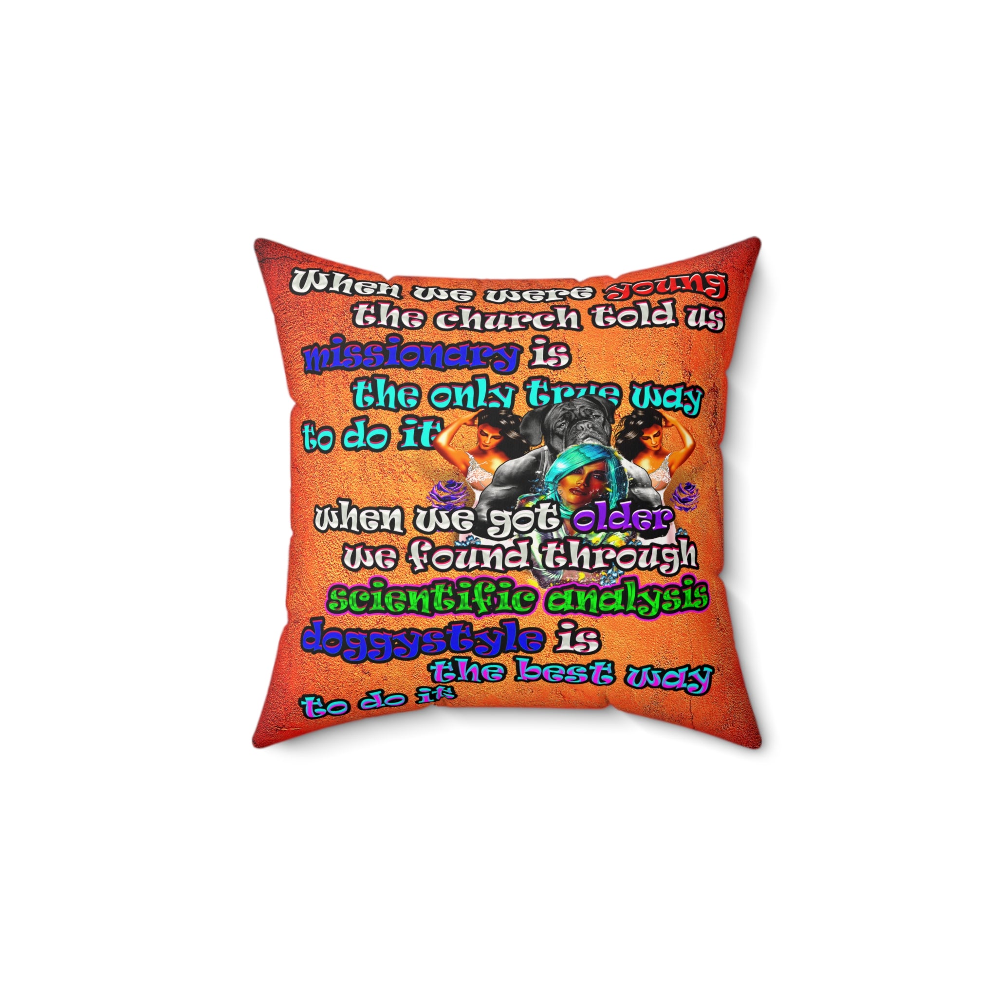 doggystyle - Faux Suede Square Pillow - (burnt orange)