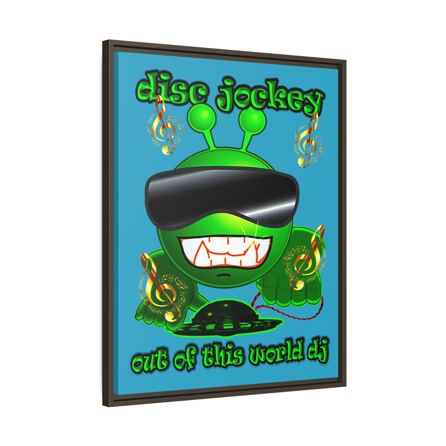 disc jockey - framed canvas art (turquoise)