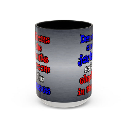 donkeys and elephants - Accent Mug (brushed nickel)