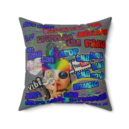 drop the beat - Spun Polyester Square Pillow - (dark grey)