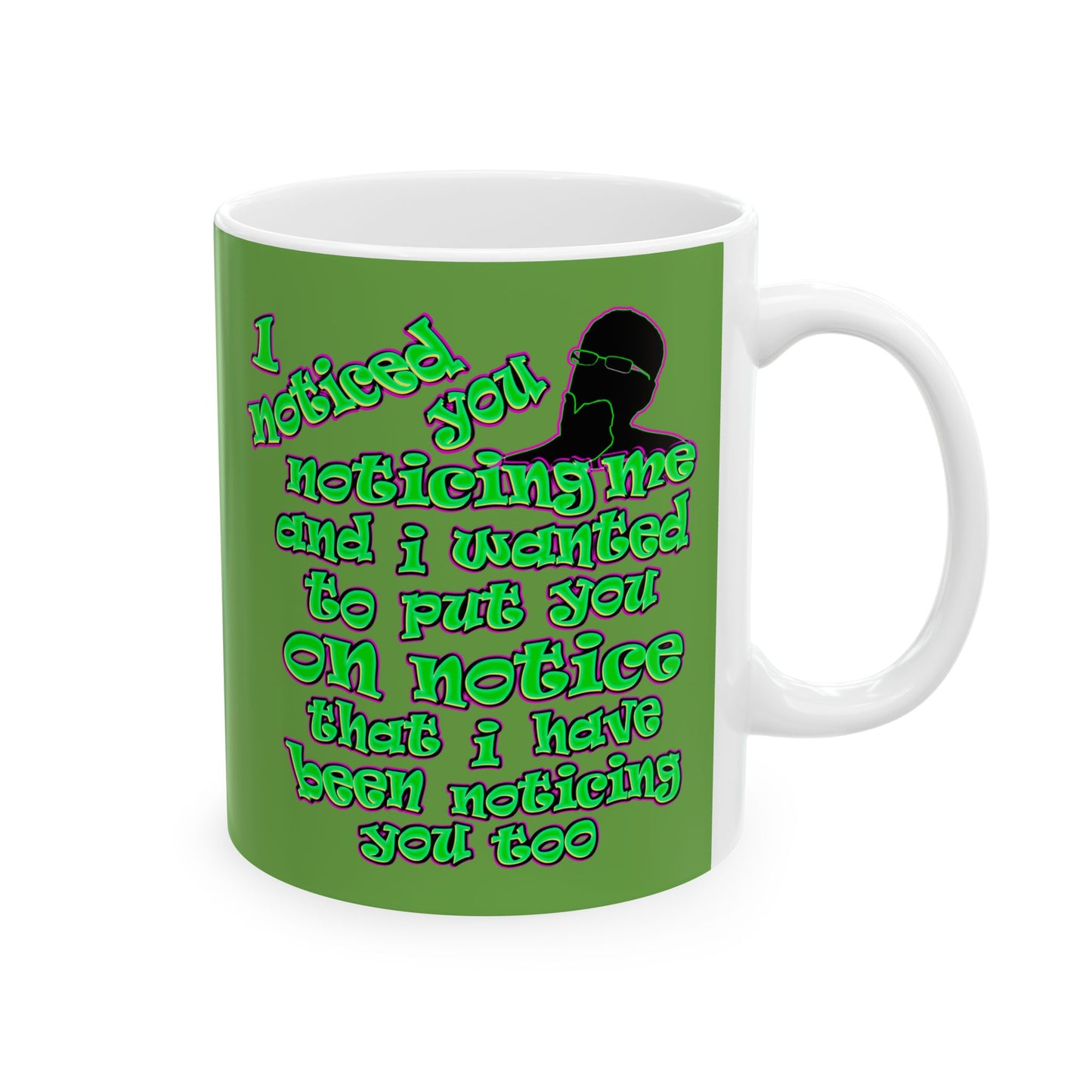 noticed you noticing - White Mug (green)
