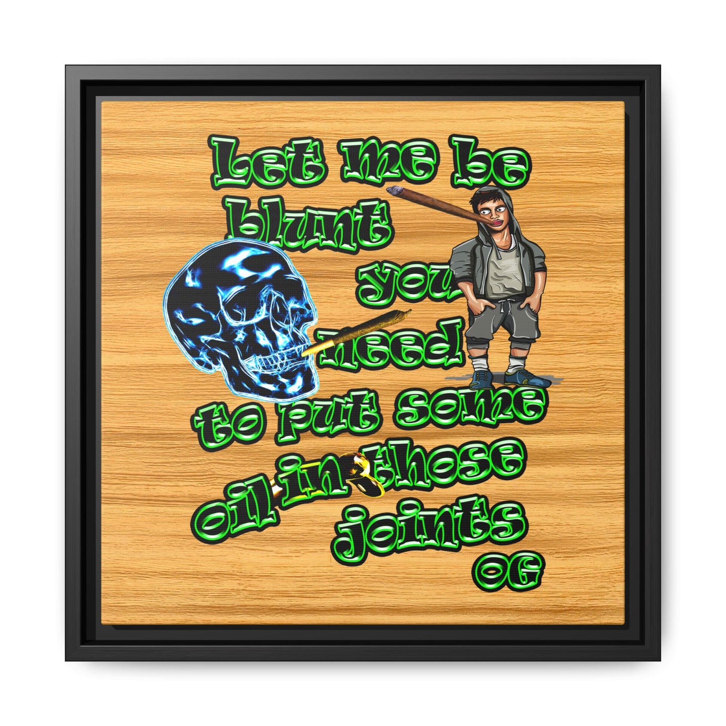og - framed canvas art (butterscotch wood finish)