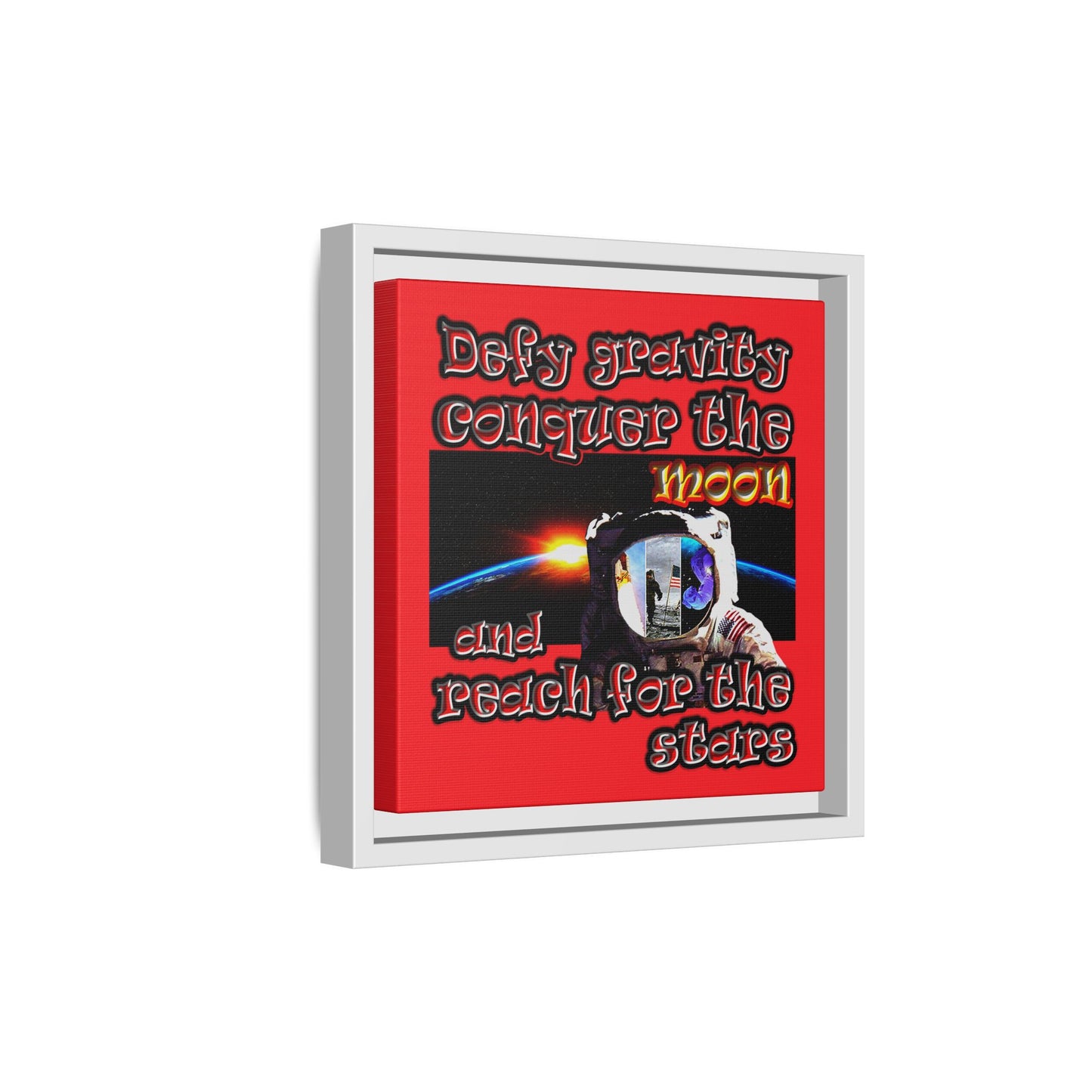 defy conquer reach - framed canvas art (red)