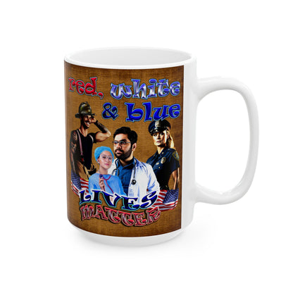 rw&b lives matter - White Mug (brown papyrus)