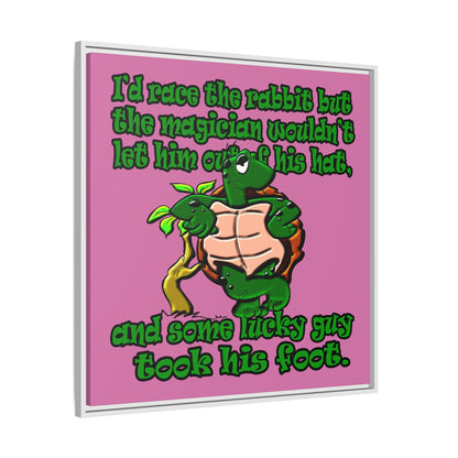 turtle race - framed canvas art (light pink)