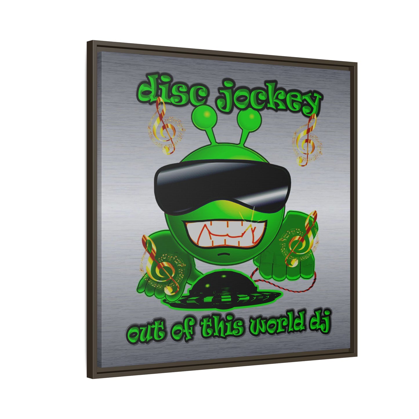 disc jockey - framed canvas art (brushed nickel)