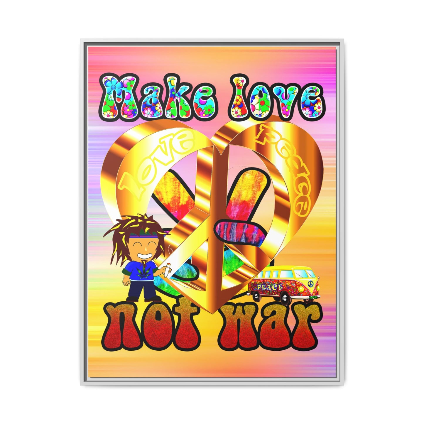 love peace - framed canvas art (color blur)