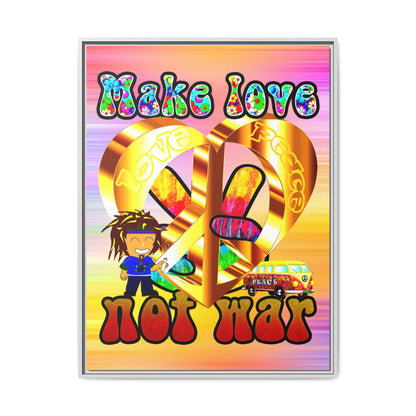 love peace - framed canvas art (color blur)
