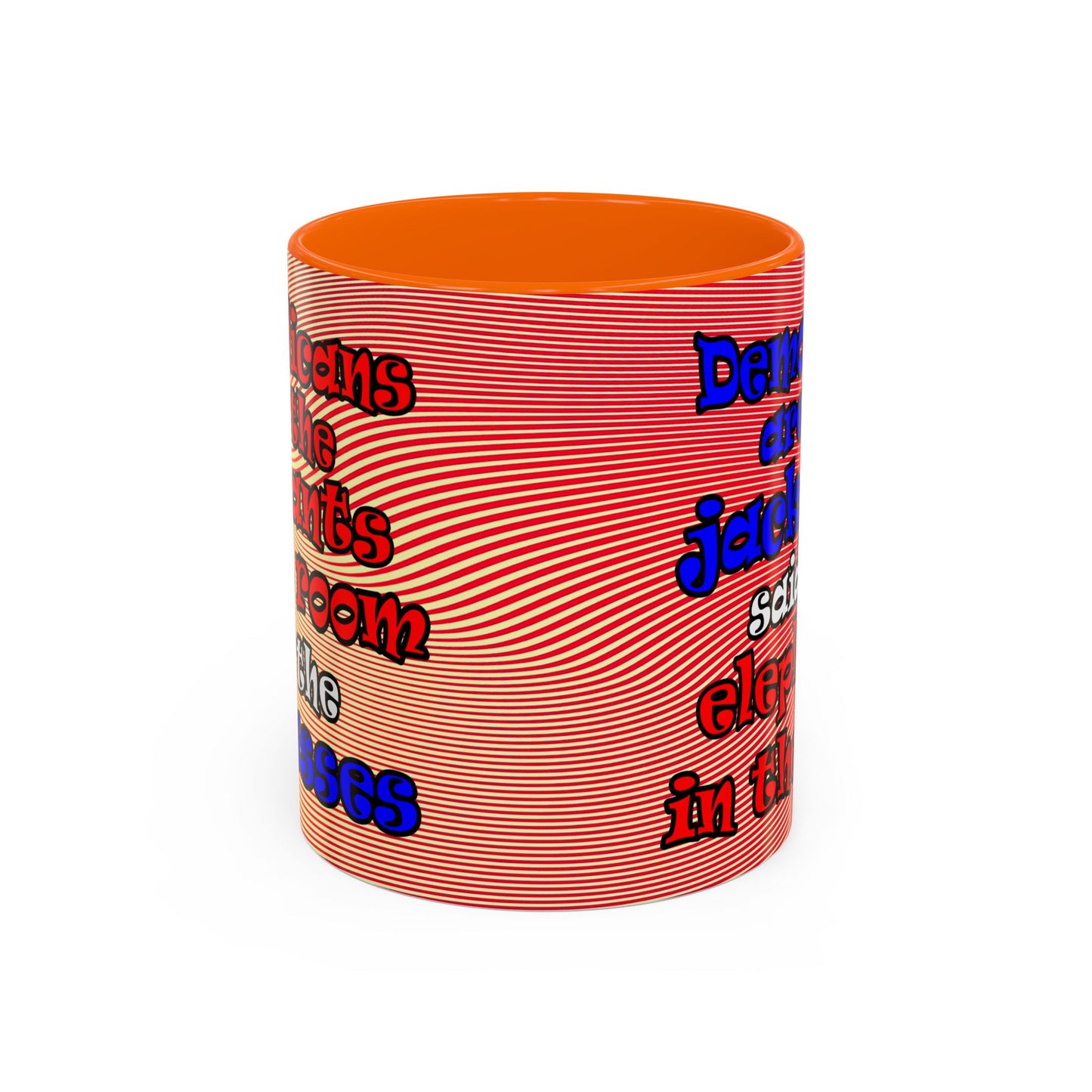 donkeys and elephants - Accent Mug (yellow-orange wave)