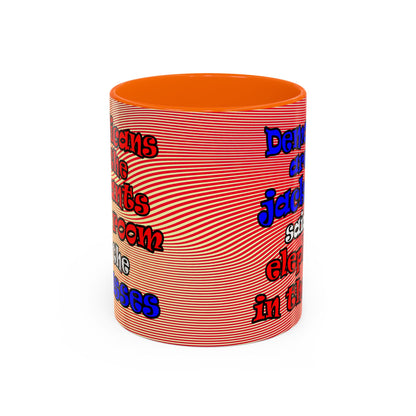 donkeys and elephants - Accent Mug (yellow-orange wave)