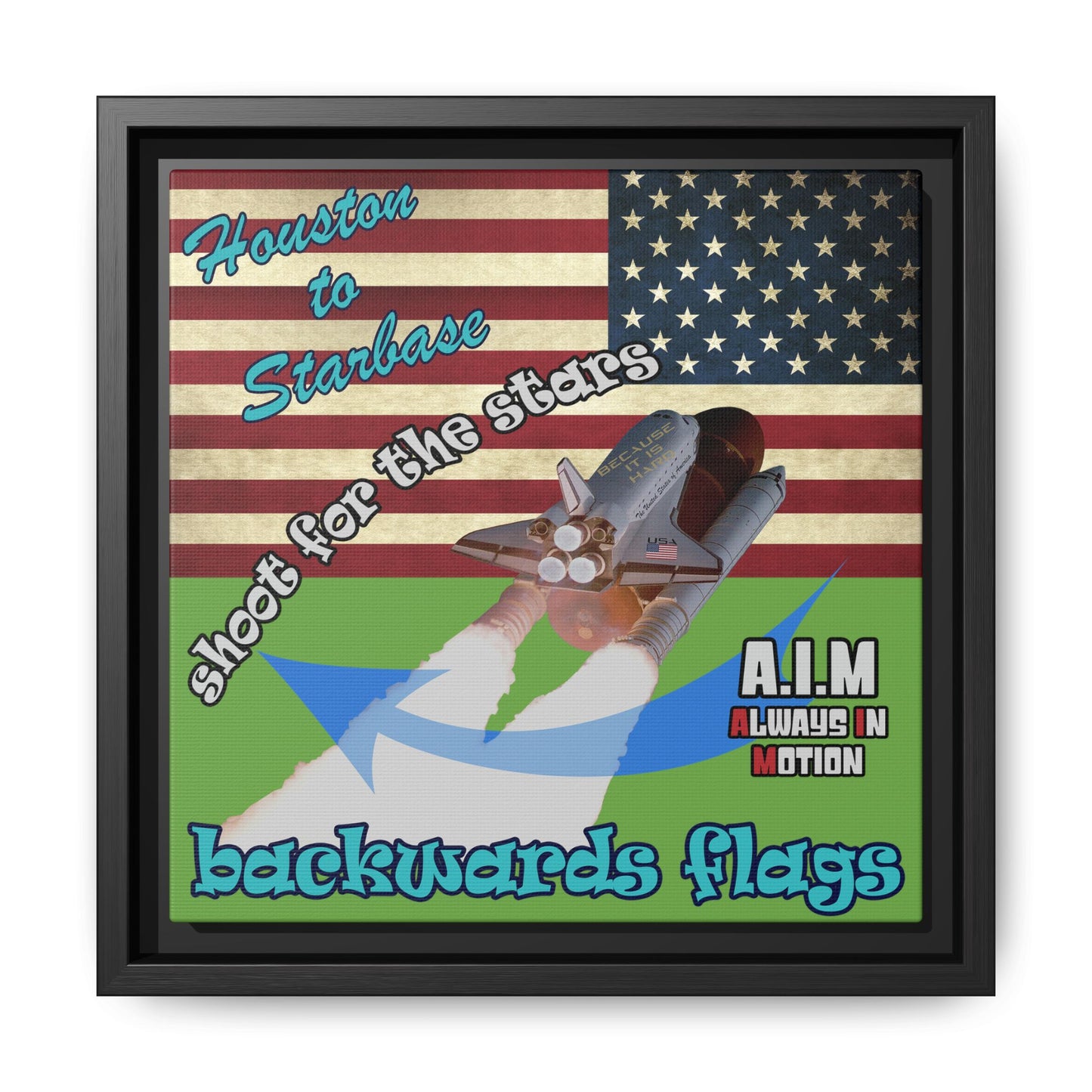 shoot for the stars - framed canvas art (green)