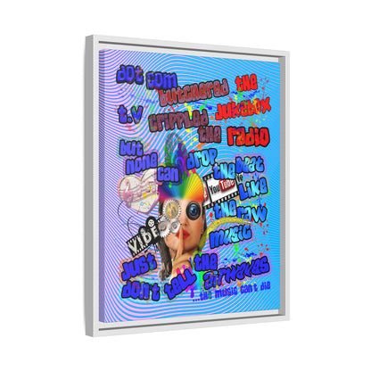 drop the beat - framed canvas art (light blue-purple wave)