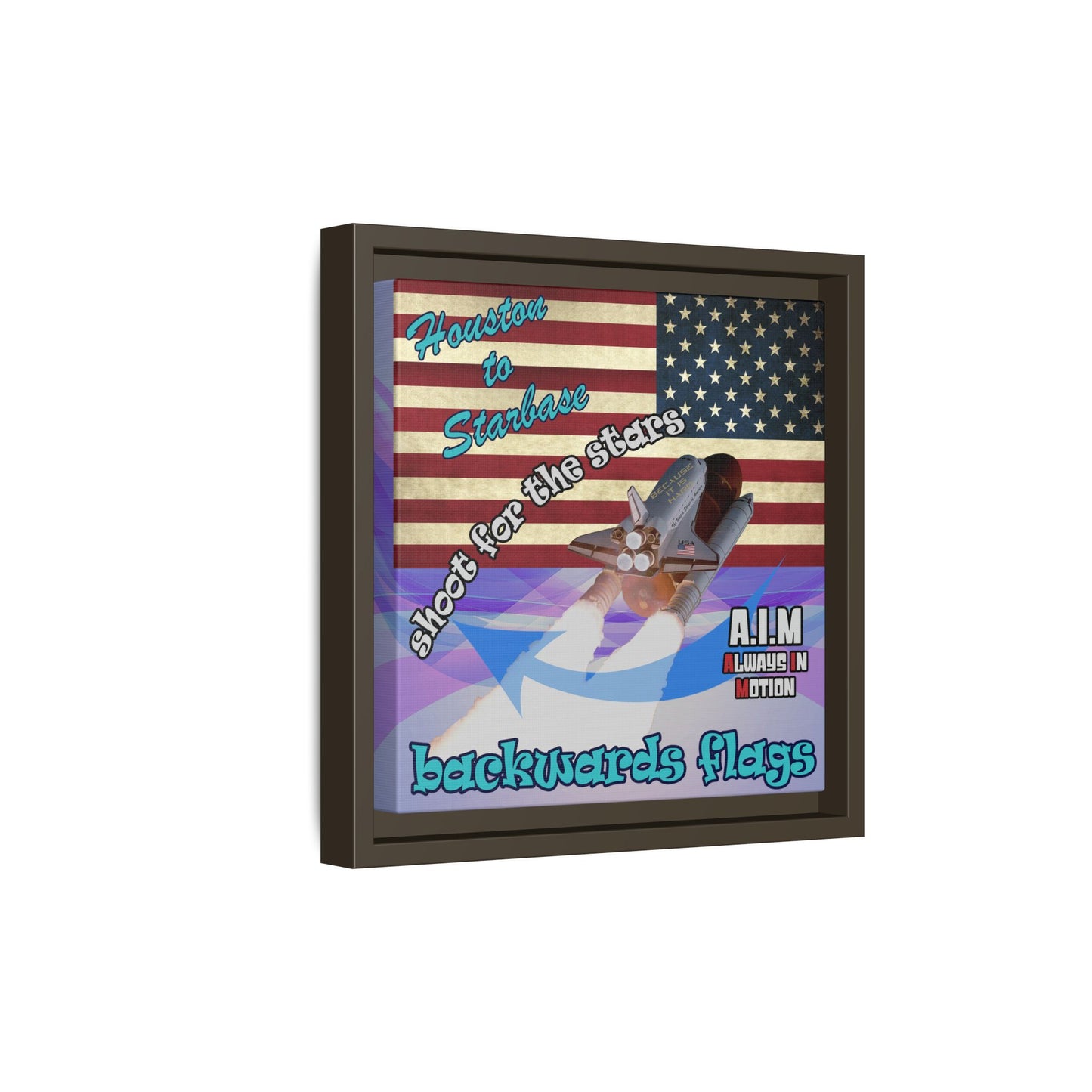 shoot for the stars - framed canvas art (light blue-pink wave)