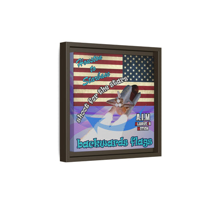 shoot for the stars - framed canvas art (light blue-pink wave)