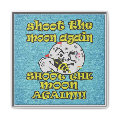 shoot the moon again - framed canvas art (faded blue)