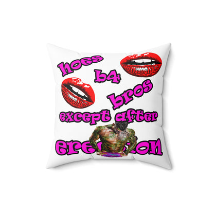 hoes b4 bros - Spun Polyester Square Pillow - (white)