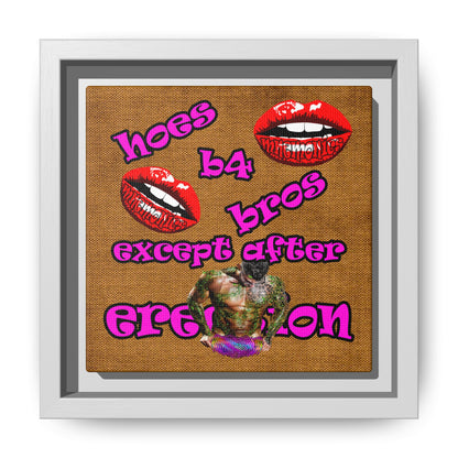 hoes b4 bros - framed canvas art (brown papyrus)
