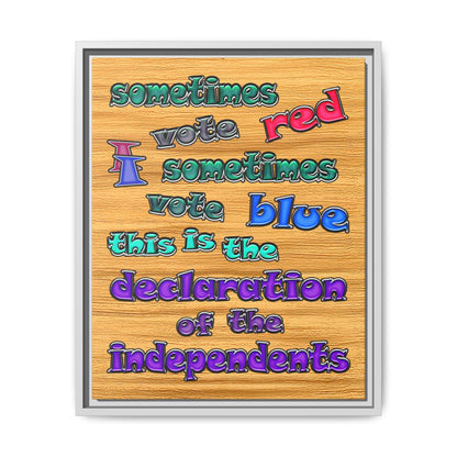 declaration of the independents - framed canvas art (butterscotch wood finish)