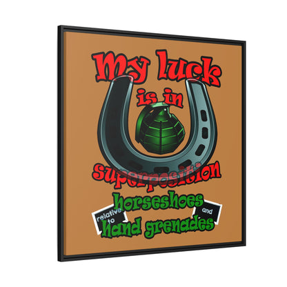 my luck - framed canvas art (light brown)