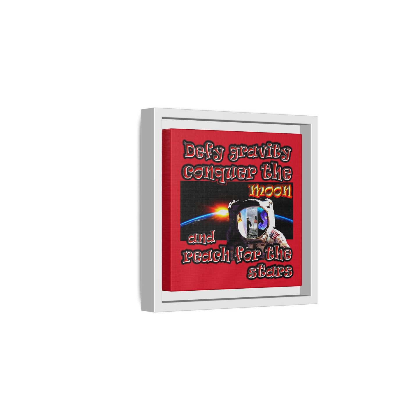 defy conquer reach - framed canvas art (dark red)