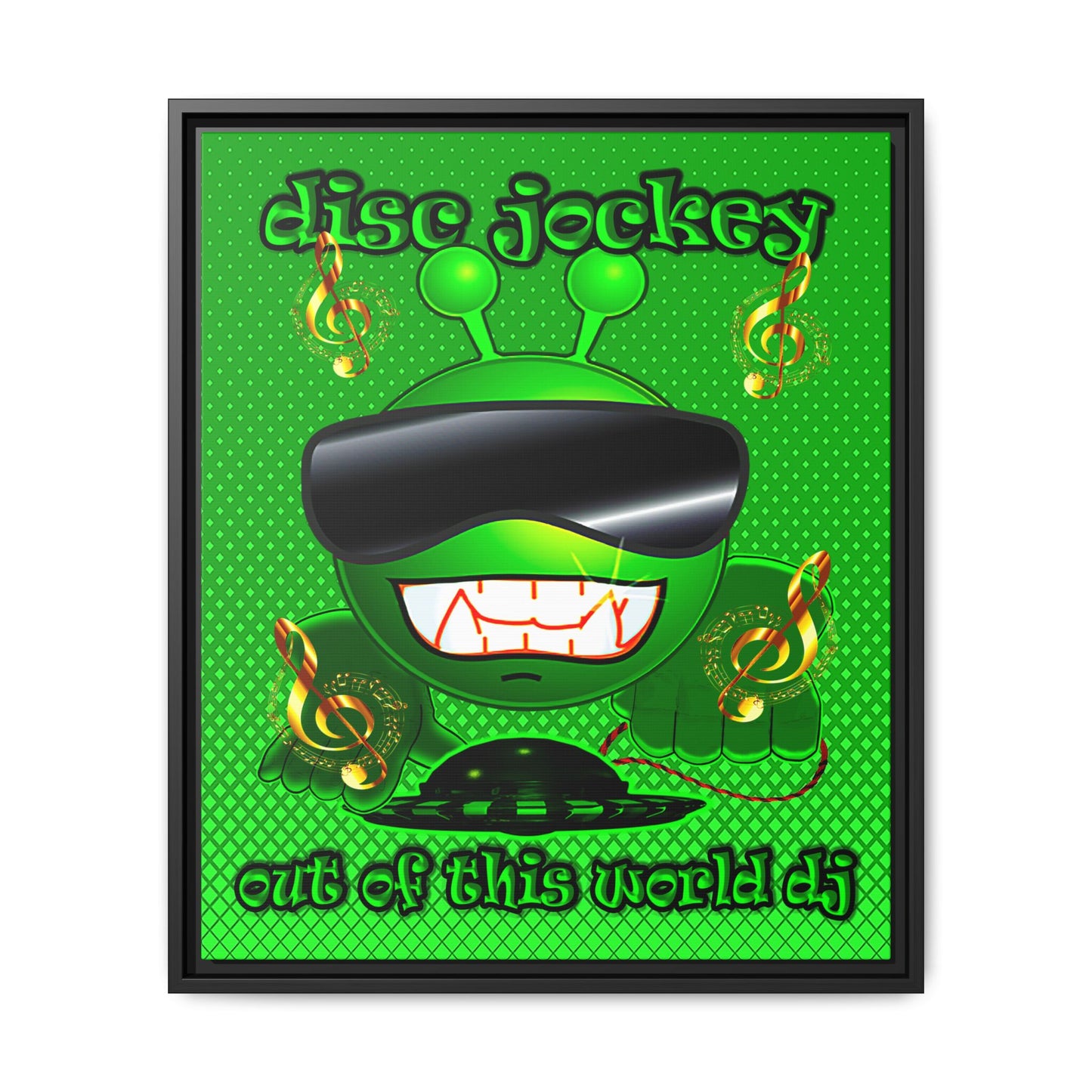 disc jockey - framed canvas art (logo green)