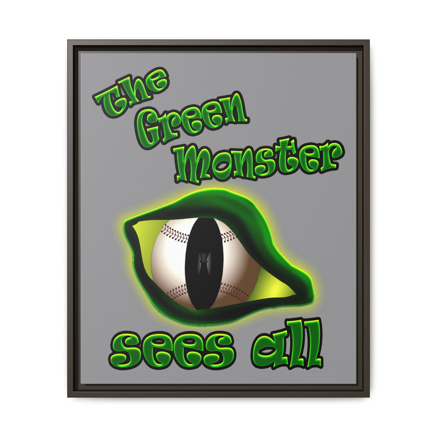 green monster - framed canvas art (grey)