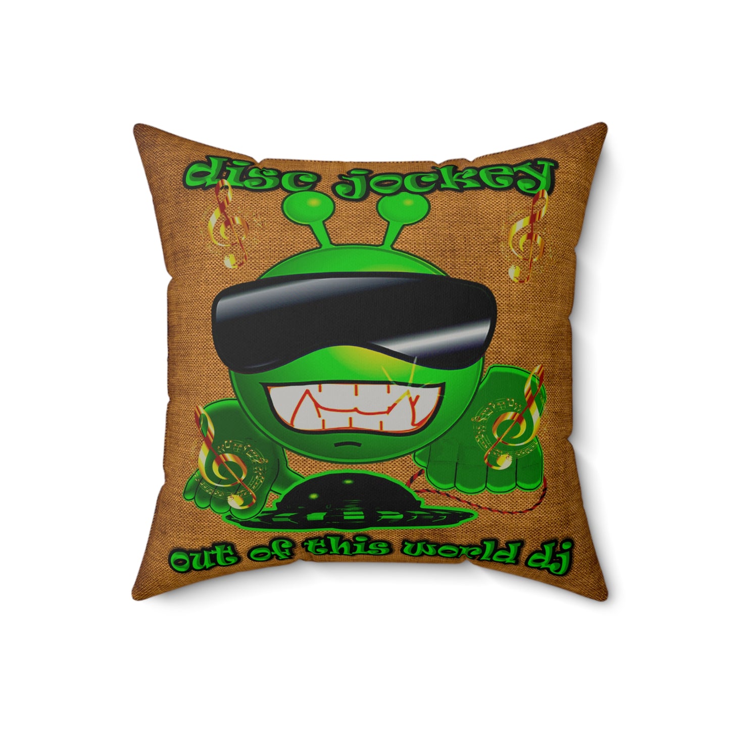 disc jockey - Faux Suede Square Pillow - (dichromatic brown papyrus)