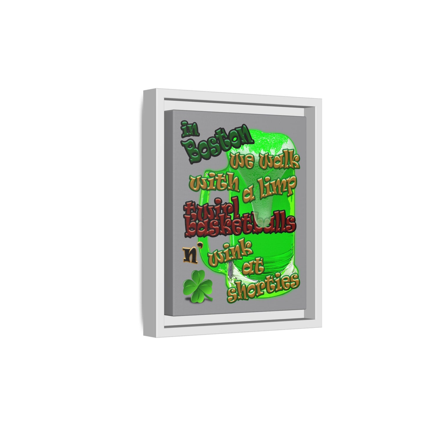 celtics logo - framed canvas art (grey)