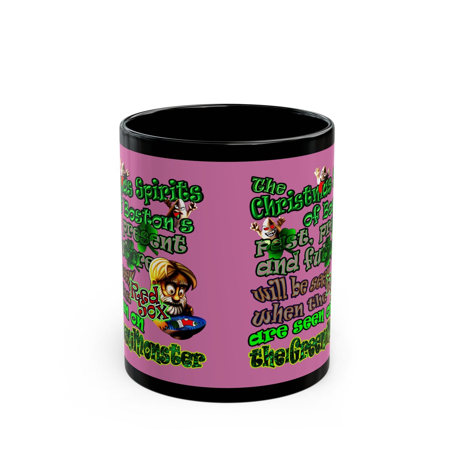 christmas spirits of boston - Black Mug (light pink)