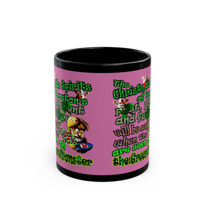christmas spirits of boston - Black Mug (light pink)