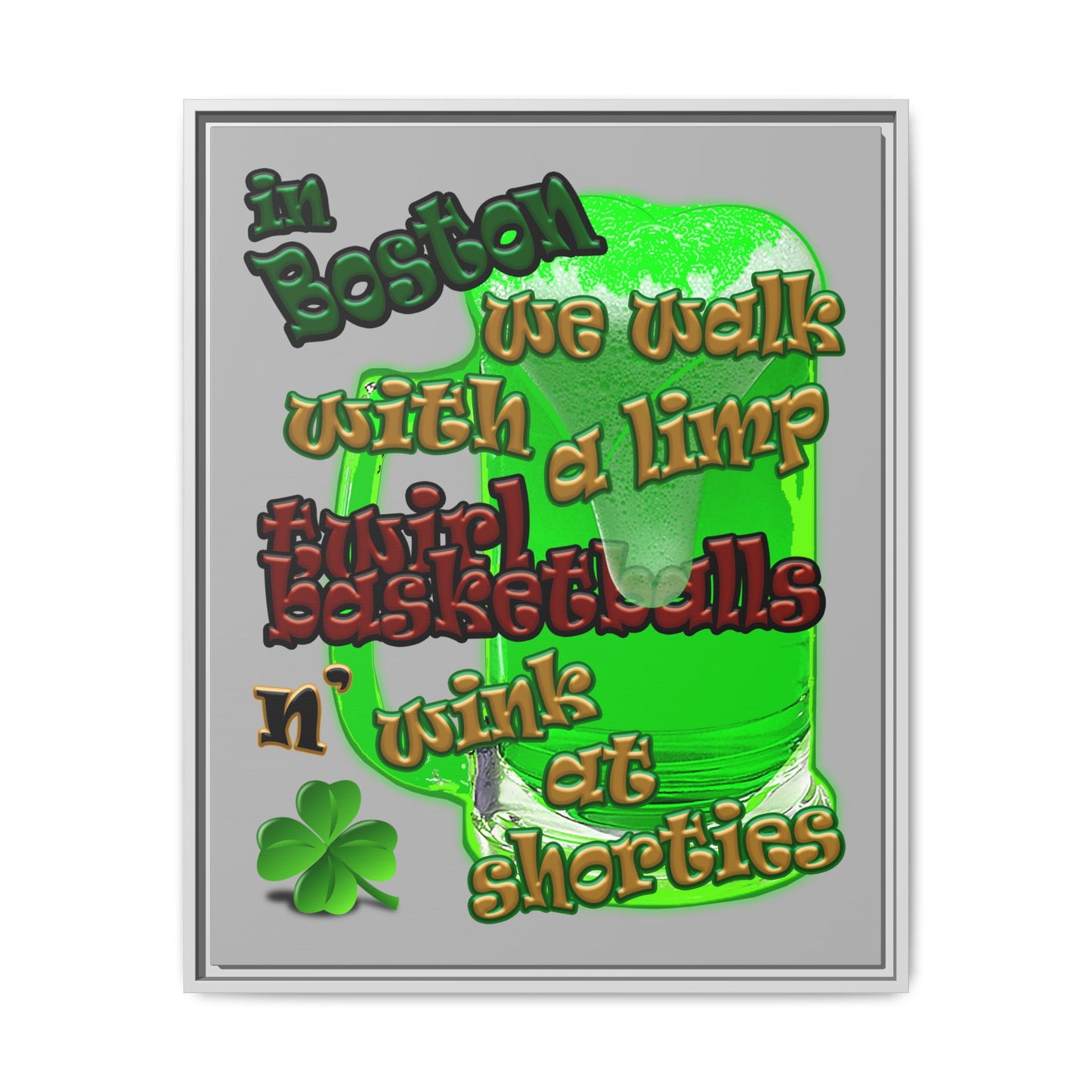 celtics logo - framed canvas art (light grey)